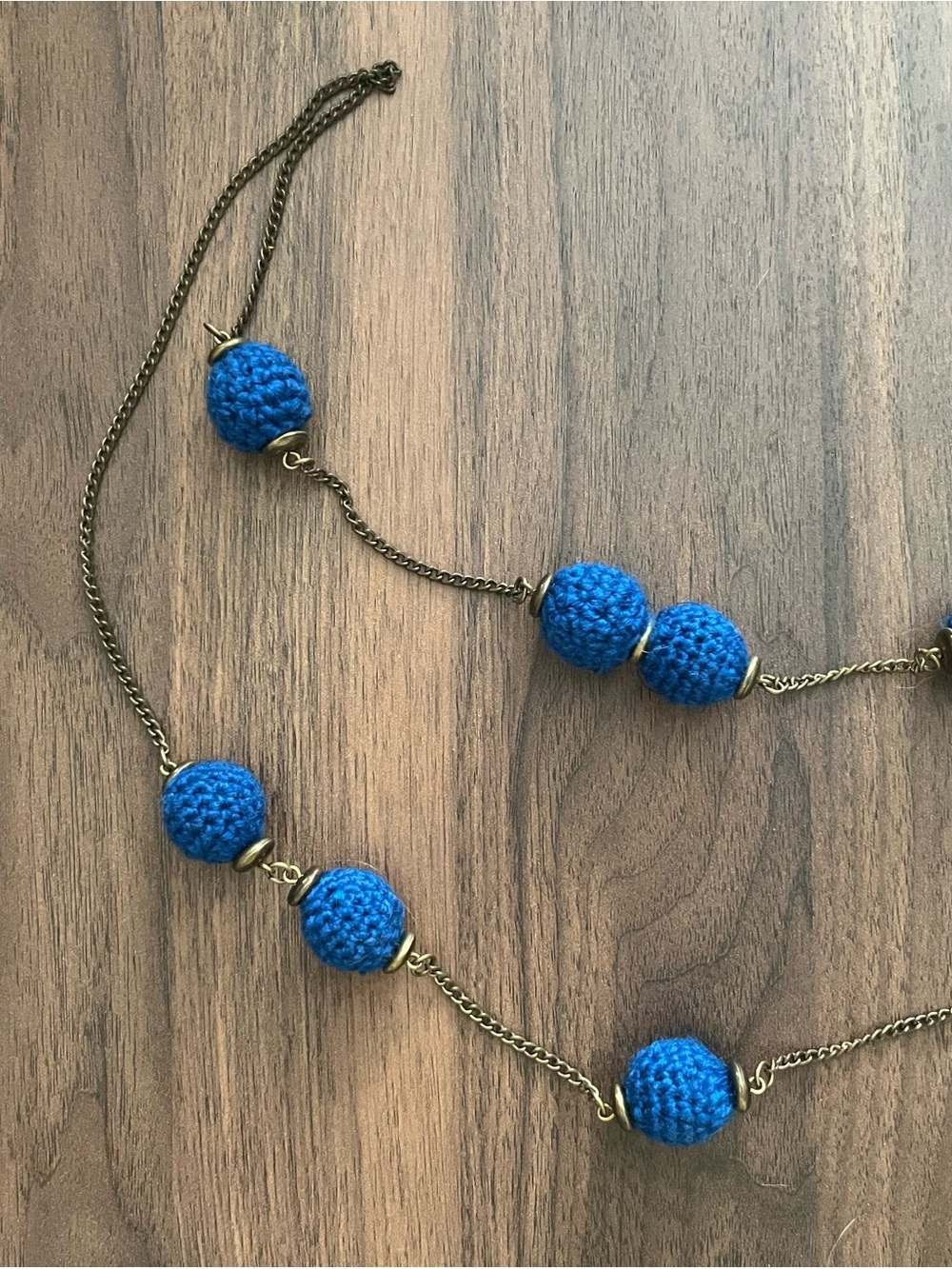Blue Crochet Bead Necklace